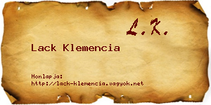 Lack Klemencia névjegykártya